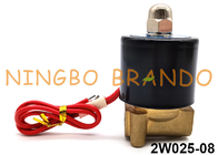 válvula electromagnética cerrada normal de cobre amarillo 2W025-08 de actuación directa para el gas de aire del aceite del agua