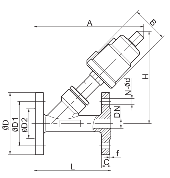 Válvula de pistón actuada aire ensanchada de Seat del ángulo de DN40 1 el 1/2” 0 neumático