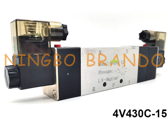 Tipo válvula electromagnética neumática 24VDC 220VAC de Airtac de la manera 4V430C-15 5/3