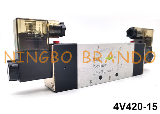 tipo manera neumática 24V 220V de 4V420-15 Airtac de la válvula electromagnética 5/2 del control de aire