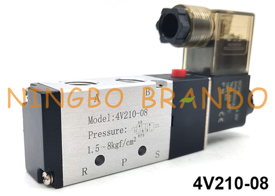 solo tipo manera neumática DC24V AC220V de Airtac de la bobina 4V210-08 de la válvula electromagnética 5/2