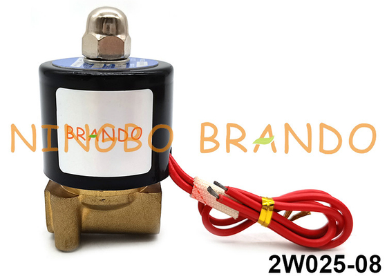válvula electromagnética cerrada normal de cobre amarillo 2W025-08 de actuación directa para el gas de aire del aceite del agua