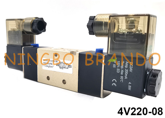 4V220-08 Válvula de solenoide doble neumática tipo Airtac de 5/2 vías 24V 110V 220V