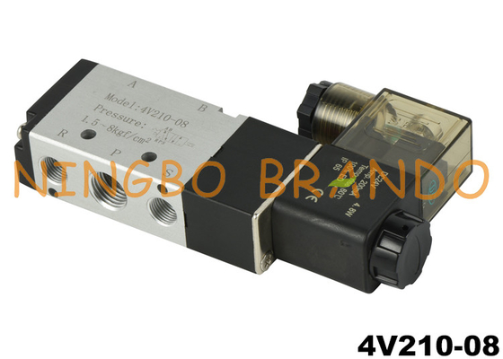 4V210-08 Válvula solenoide neumática de control de aire de 5/2 vías 1/4 '' DC24V DC24V