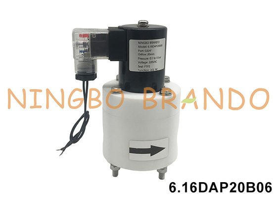 3/4' PTFE válvula de solenoide anticorrosión resistente a ácidos, alcalinos y químicos 24V 110V 220V