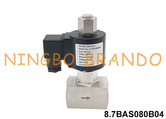 350 bar válvula de solenoide de acero inoxidable de alta presión 12V 24V 110V 220V