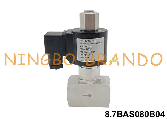 350 bar válvula de solenoide de acero inoxidable de alta presión 12V 24V 110V 220V
