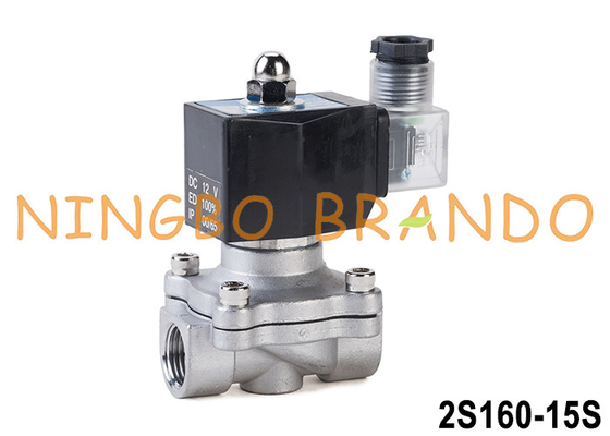 2S160-15S 1/2' válvula de solenoide eléctrico de acero inoxidable 12V 24V 220V