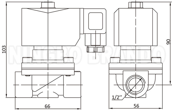 2W160-15 1/2'' 2 Way NC Solenoide de latón con bobina IP65 24V 220V