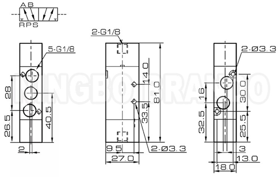 4A120-06 1/8' de longitud de válvula de solenoide neumático direccional 5/2 vía