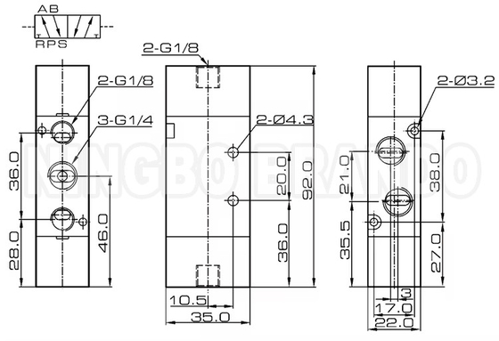 Valva de control de aire neumática de dos posiciones de cinco vías de 1/4&quot; 4A220-08