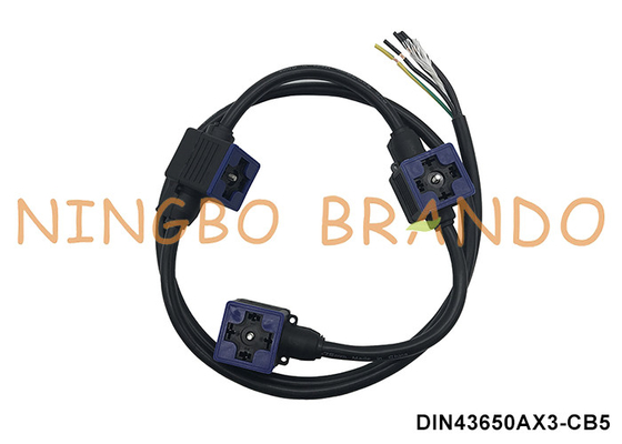 DIN43650A Conector de bobina de válvula de solenoide triple de cable moldeado con tres cabezas