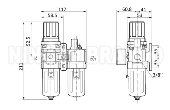 AC3010 1/4' 3/8' regulador de filtro de aire lubricador FR.L combinación