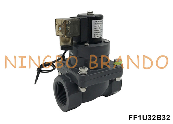 1-1/4' DN32 válvula de solenoide UPVC resistente a la corrosión para ácido químico 24V 220V