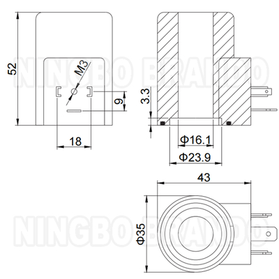 16 mm Agujero 52 mm Alturas bobina de válvula de solenoide hidráulico 33W 12V 24V