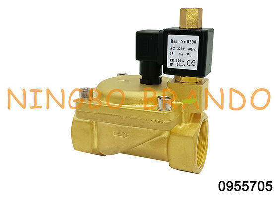 0955705 1.5'' 2 Way Brass Solenoid Valve Normally Open 24V 110V 220V