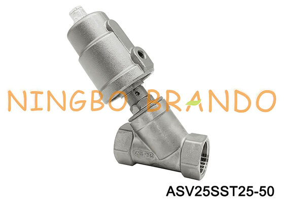 G acero inoxidable neumático de la válvula de Seat del ángulo del NC de 1 pulgada rosca DN25