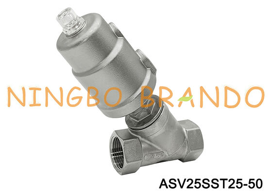 G acero inoxidable neumático de la válvula de Seat del ángulo del NC de 1 pulgada rosca DN25