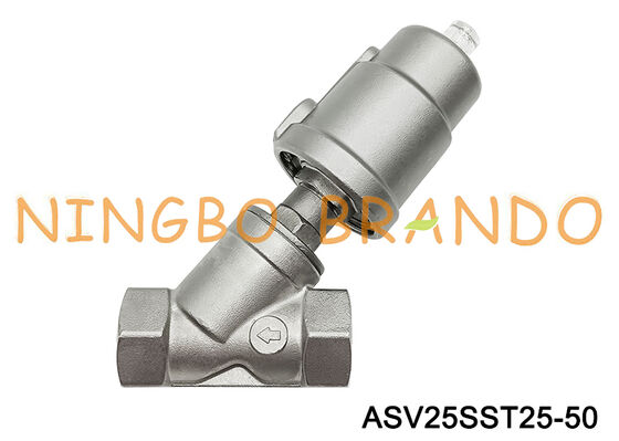 G acero inoxidable neumático de la válvula de Seat del ángulo del NC de 1 pulgada rosca DN25