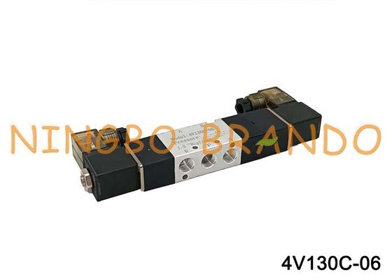 Válvula de aire solenoide Airtac tipo 4V130C-06, 3 posiciones, 5 puertos, válvula de control neumática de 1/8''