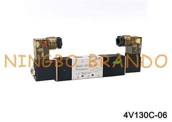 Válvula de aire solenoide Airtac tipo 4V130C-06, 3 posiciones, 5 puertos, válvula de control neumática de 1/8''