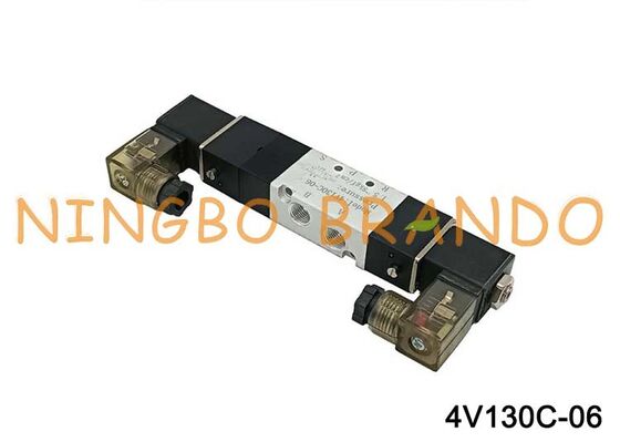 Válvula de aire solenoide Airtac tipo 4V130C-06, 3 posiciones, 5 puertos, válvula de control neumática de 1/8''