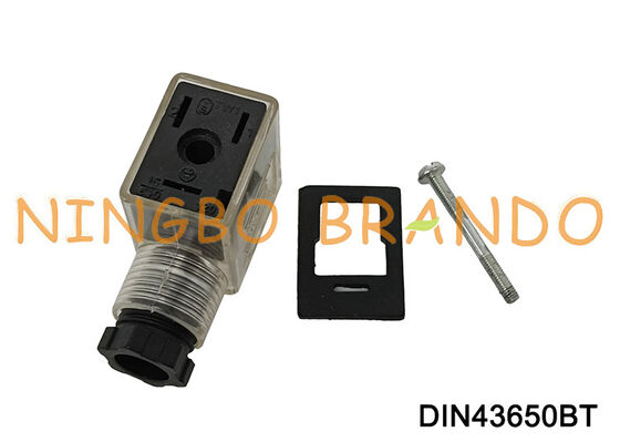 Conector de bobina de válvula solenoide DIN43650B, 11mm, transparente DIN 43650 tipo B
