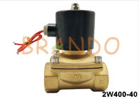 Válvula electromagnética cercana normal de cobre amarillo AC220V/DC24 2W400-40 de la válvula del aceite del agua de la pulgada G1-1/2