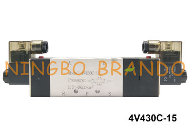 Tipo manera AC110V AC220V de 4V430C-15 Airtac de la pinta el 1/2” de la válvula electromagnética 5/3 del revés del centro del cierre