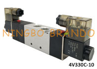 AC220V DC24V 3/8&quot; manera neumática 4V330C-10 de la válvula electromagnética 5/3 con el cuerpo de aluminio para la máquina de la automatización