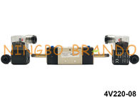 Tipo 5/2 manera de AirTAC 1/4&quot; válvula electromagnética neumática 24VDC 220VAC 4V220-08 de la bobina doble