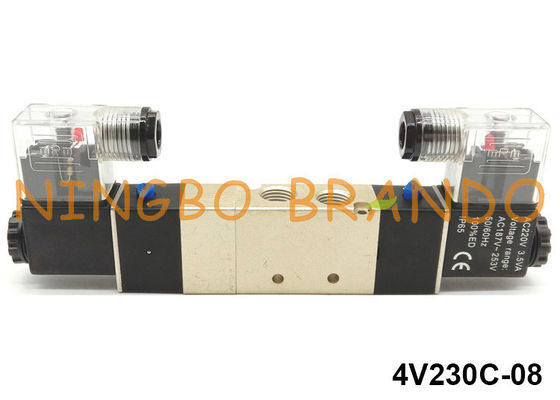 Tipo válvula electromagnética neumática 1/4&quot; de 4V230C-08 Airtac 5 posición 24V de la manera 3