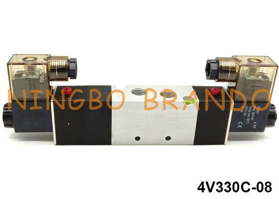 Tipo manera electromagnética neumática 24VDC de la válvula 1/4&quot; 5/3 de 4V330C-08 Airtac
