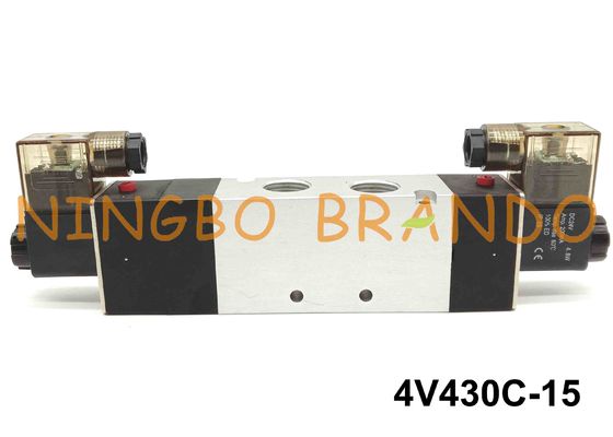 5/3 válvula electromagnética neumática Airtac de la manera mecanografía 4V430C-15 el 1/2” 24V 220V