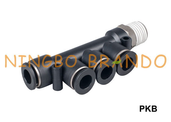 Colocaciones de manguera neumáticas plásticas de la rama triple masculina de PKB 1/8&quot; 1/4&quot; 3/8&quot; el 1/2”