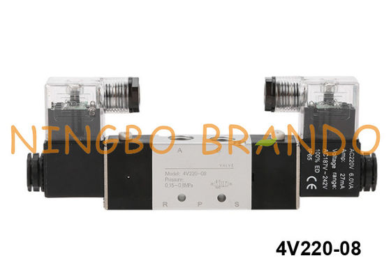 tipo manera neumática 12VDC 24VDC de 4V220-08 Airtac de la válvula electromagnética 5/2