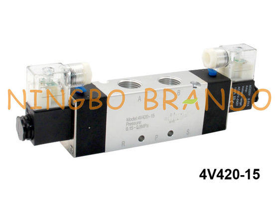 tipo posición neumática 24V 220V de 4V420-15 Airtac de la manera 2 de la válvula electromagnética 5 del aire