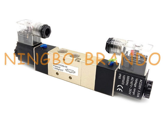 4V230C-08 1/4&quot; válvula electromagnética neumática de posición central de cierre de la manera doble del solenoide 5/3