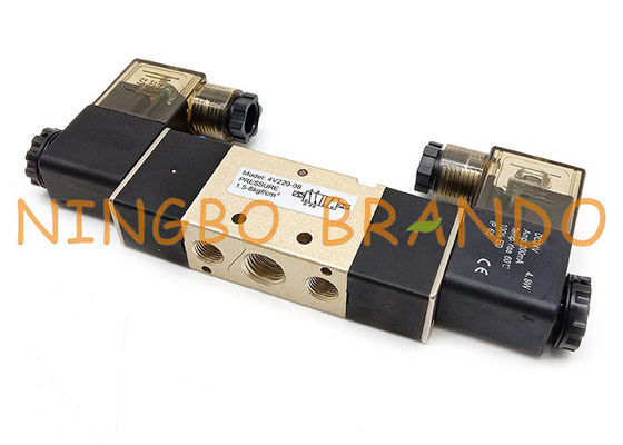 4V220-08 1/4&quot; válvula neumática del solenoide doble de la manera de la caja 5/2 de Termianl