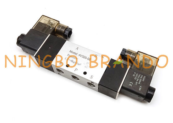 válvula neumática del solenoide doble del conector del estruendo de la manera de 4V320-08 1/4&quot; 5/2