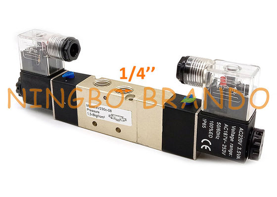 4V230C-08 1/4&quot; válvula neumática de posición central de cierre de la manera doble del solenoide 5/3