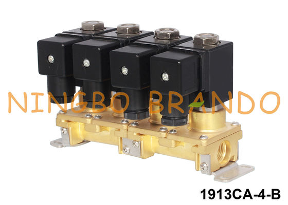 1/8&quot; 1/4&quot; múltiplo combinación de cobre amarillo 24V 220V de la válvula electromagnética de 4 grupos