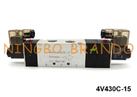 Tipo 5/3 CA neumática de 4V430C-15 Airtac de la válvula electromagnética 24V DC 220V de la manera