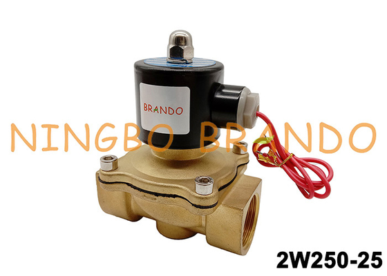 serie de 2W250-25 2W material de cobre amarillo eléctrico de la válvula electromagnética de 1 pulgada