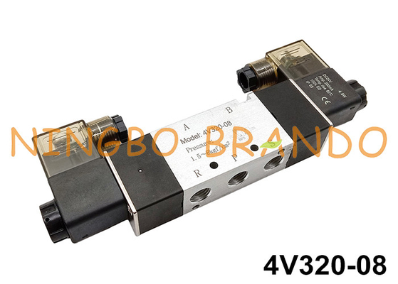 4V320-08 1/4&quot; válvula neumática DC12V DC24V AC220V del solenoide doble