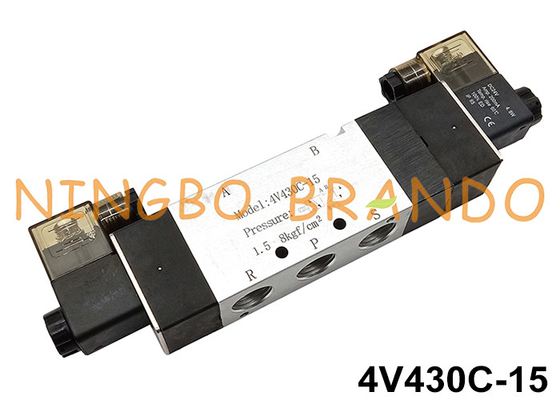 Válvula electromagnética neumática DC24V AC220V de 4V430C-15 5Ports 3Position