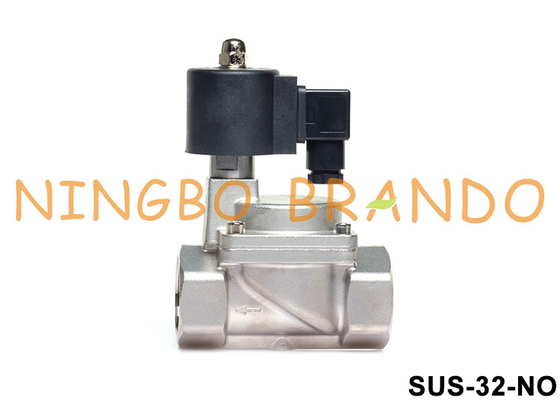 1-1/4” 2 sello abierto normal 24V 220V de la válvula electromagnética PTFE de los SS 304 de la manera