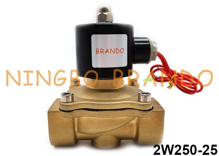 válvula electromagnética cerrada normal eléctrica de cobre amarillo 2W250-25 para la manera agua-aire del gasoil 2
