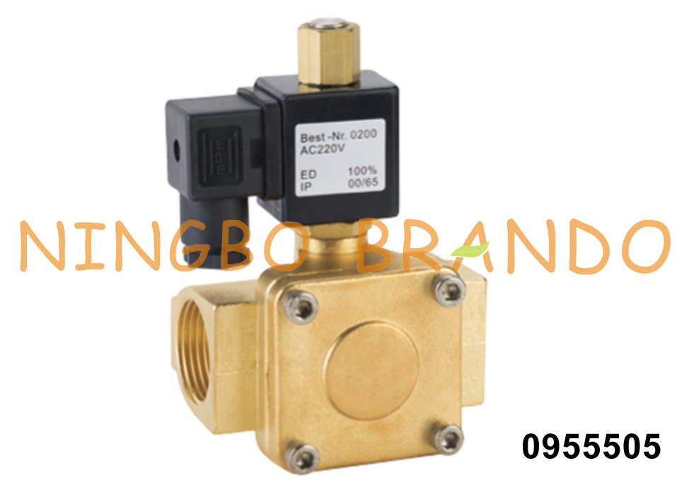 0955505 1&quot; válvula electromagnética de cobre amarillo normalmente abierta para el gas agua-aire 24V 110V 220V