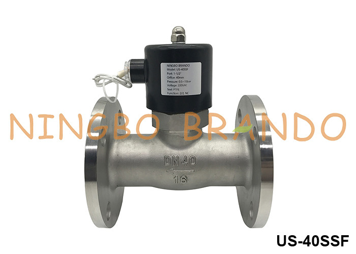 DN40 válvula de solenoide de acero inoxidable de agua caliente de vapor con brida 1.5'' 24V 110V 220V